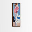 Coastal Breeze, Modern Boho, Soft Pastel Art, Framed Canvas Print, Bedroom Wall Decor, Feminine Aesthetic, Ocean Serenity