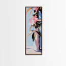 Floral Vase, Pink Flowers, Boho Botanical, Framed Canvas Print, Nature Wall Art, Bedroom Decor, Soft Aesthetic Art, Floral Wall Art
