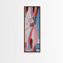 Elegant Woman, Fashion Illustration, Chic Wall Art, Framed Canvas Print, Pink and White, Modern Minimalist, Dressing Room Decor