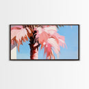 Palm Elegance, Tropical Breeze, Soft Pink Sky, Canvas Print, Coastal Wall Art, Boho Aesthetic, Summer Vibes, Bedroom or Office Decor