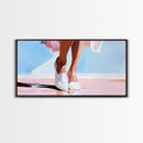 Elegant Walk, Feminine Art, Framed Canvas Print, Minimalist Painting, Pastel Tones, Chic Home Decor, Bedroom Wall Art