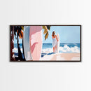 Surfer Girl, Coastal Art, Framed Canvas Print, Beach Wall Decor, Tropical Aesthetic, Ocean Painting, Summer Vibes, Modern Home Art