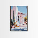 Desert House, Southwest Art, Warm Aesthetic, Boho Home, Framed Canvas Print, Modern Rustic Decor, Living Room Wall Art, Earthy Colors