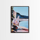 Lake Reflection Art, Nature Landscape, Abstract Water Scene, Framed Canvas Print, Modern Wall Decor, Pastel Aesthetic, Bedroom Wall Art