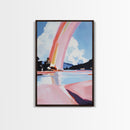 Ethereal Sky, Dreamy Seascape, Colorful Abstract Art, Rainbow Reflection, Modern Landscape, Framed Canvas Print, Living Room Wall Art