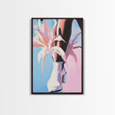 Female, Floral Cowboy Style, Western Chic Decor, Trendy Aesthetic Art, Fashionable Wall Art, Pink Pastel Tones, Canvas Print
