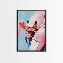 Pink Lobster Art, Coastal Kitchen Decor, Abstract Seafood Illustration, Nautical Wall Print, Framed Canvas Print, Dining Room Wall Art