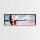 Ocean Breeze, White Dress, Canvas Print, Beach Wall Art, Minimalist Art, Relaxing Home Decor, Blue Sky Painting, Modern Wall Art