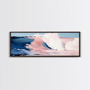 Ocean Waves, Pink and Blue, Coastal Wall Art, Minimalist Beach Print, Modern Home Decor, Surfer Vibes, Canvas Print, Serene Seascape