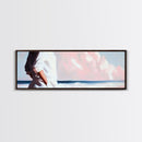 Beach Walk, Ocean Breeze, Pastel Sky, Dreamy Coastal Art, Soft Feminine Aesthetic, Framed Canvas Print, Bedroom Wall Art, Minimalist Decor