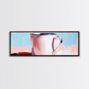 Enamel Mug Painting, Rustic Kitchen Art, Pastel Coffee Print, Still Life, Large Canvas Print, Modern Home Decor, Cozy Wall Art