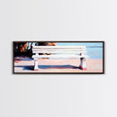 White Bench, Beach Art, Coastal Wall Decor, Minimalist Painting, Serene Landscape, Relaxing Art, Living Room, Canvas Print