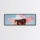 Sun Hat, Fashion Art, Glamorous Woman, Feminine Painting, Summer Aesthetic, Modern Chic, Bedroom Wall Decor, Framed Canvas Print
