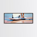 Surfboard Reflections, Beach Vibes, Modern Coastal Art, Surfing Aesthetic, Boho Home Decor, Framed Canvas Print, Watercolor Inspired
