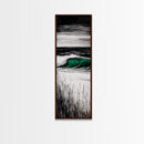 Ocean Wave, Emerald Green, Coastal Art, Framed Canvas Print, Beach House Decor, Nautical Wall Art, Surf Painting, Living Room Art
