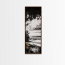 Coastal Serenity, Black White Landscape, Ocean Horizon Art, Minimalist Beach Scene, Modern Home Decor, Framed Canvas Print