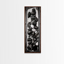 Black and White Stones, Minimalist Rock Art, Rustic Home Decor, Natural Texture Print, Modern Zen Wall Art, Framed Canvas Print