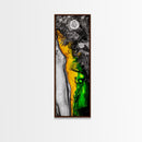 Marbled Abstract Art, Green and Yellow Fluid Painting, Modern Wall Decor, Textured Artwork, Contemporary Office Art, Framed Canvas Print