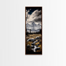 Snowy Mountains, Dramatic Sky, Wilderness Scene, Framed Canvas Print, Rustic Wall Art, Cabin Decor, Nature Inspired Artwork