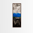 Mountain Horizon, Moody Landscape, Blue Sky Art, Framed Canvas Print, Abstract Nature, Minimalist Decor, Modern Wall Art, Office Decor