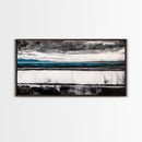 Moody Seascape, Minimalist Painting, Black and White Ocean, Framed Canvas Print, Contemporary Wall Art, Modern Coastal Home Decor