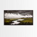 Marshland, Scenic, Natural, Canvas Print, Tranquil River Painting, Serene Landscape Wall Art, Nature Home Decor, Country House Artwork