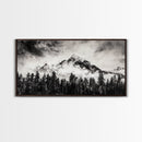 Mountain Landscape, Black and White, Framed Canvas Print, Nature Wall Art, Rustic Home Decor, Modern Farmhouse, Large Wall Art