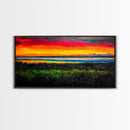 Colorful Sunset, Ocean Horizon, Bright Abstract, Vibrant Beach Art, Contemporary Landscape, Statement Piece, Canvas Print