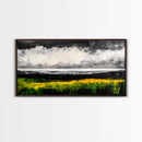 Abstract Coastal Art, Ocean Horizon, Dramatic Sky, Framed Canvas Print, Large Wall Art, Modern Living Room Decor, Beach House Art
