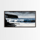 Ocean Waves, Coastal Scene, Monochrome Seascape, Framed Canvas Print, Beach House Decor, Minimalist Ocean Art, Modern Wall Art