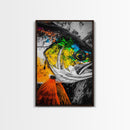 Vibrant Fish Art, Abstract Ocean Decor, Blue Yellow Green, Coastal Wall Art, Nautical Home Decor, Beach House Art, Framed Canvas Print