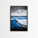 Ocean Wave, Beach Wall Art, Coastal Decor, Nautical Art, Large Wall Art, Blue Abstract, Modern Art, Living Room Decor, Framed Canvas Print
