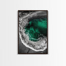Ocean, Emerald Waters, Coastal Wall Art, Framed Canvas Print, Beach Aesthetic, Nautical Decor, Sea Foam Waves, Tranquil View
