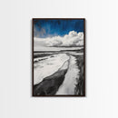 Sandy Path, Tranquil Beach Wall Art, Minimalist Coastal Home Decor, Nature Landscape Print, Ocean Retreat, Framed Canvas Print