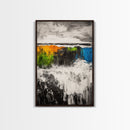 Abstract Ocean, Colorful Waves, Modern Seascape, Framed Canvas Print, Coastal Wall Art, Beach House Decor, Large Wall Art, Sunset Painting