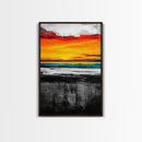 Sunset Reflection, Dramatic Skies, Ocean Scene, Framed Canvas Print, Vibrant Seascape, Living Room Wall Art, Fall Painting, Coastal Decor