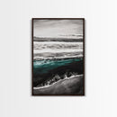 Monochrome Ocean Print, Coastal Wave Seascape, Nautical Wall Decor, Black and White Wall Art, Beach House Art, Framed Canvas Print