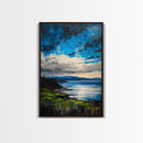 Mountain Lake Art, Nature Print, Landscape Decor, Tranquil Water View, Living Room Wall Art, Cabin Aesthetic, Framed Canvas Print
