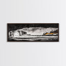 Frozen Cave, Monochrome Landscape, Framed Canvas Print, Winter Wall Art, Dramatic Nature Scene, Home Office Decor, Unique Black and White Art
