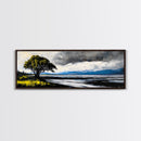 Stormy Landscape, Dramatic Tree Art, Coastal Wall Art, Nature Inspired Decor, Framed Canvas Print, Living Room Art, Moody Wall Art, Blue Tones