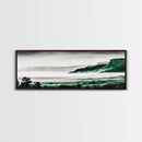 Foggy Mountains, Misty Forest Scene, Serene Nature Art, Minimalist Wall Decor, Framed Canvas Print, Bedroom Wall Art, Green Tones, Tranquil Vibes