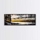 Sunset Reflection, Golden Lake, Nature Art, Framed Canvas Print, Modern Landscape, Large Wall Art, Living Room Decor, Rustic Style