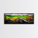 Abstract Snake, Vibrant Reptile Art, Jungle Theme, Wildlife Painting, Green and Yellow, Bold Nature Print, Framed Canvas Print