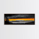 Sunset Over Mountains, Dramatic Landscape Art, Black and Yellow Wall Art, Bold Sky Painting, Nature Print, Office Wall Decor, Framed Canvas Prin