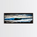 Powerful Ocean Wave, Realistic Seascape Art, Blue Water Wall Decor, Coastal Living Room Art, Surfer Beach Print, Framed Canvas Print