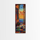 Ocean Sunset, Arched View, Coastal Glow, Framed Canvas Print, vibrant beach sunset art, tropical patio decor, colorful kitchen wall art
