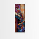 Gecko Art, Colorful Lizard, Desert Wall, Framed Canvas Print, vibrant reptile painting, boho wildlife wall decor, eclectic living room accent