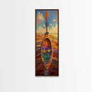 Oar, Flowers, Sea, Paddle - Framed Canvas Print, Coastal Boho Art, Colorful Nautical Decor, Beach House Wall Art, Hallway Canvas Piece