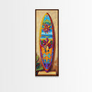 Surfboard, Floral, Bright, Tropical - Canvas Print, Surfboard Wall Art, Beach House Decor, Tropical Living Room Accent, Summer Art Print