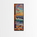 Waves Archway, Ocean, Framed Canvas Print, Coastal Wall Art, Colorful Boho Living Room Decor, Mediterranean Beach Home Accent Piece